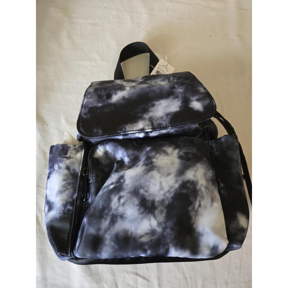 CLAIRE'S Backpack Small School Black & White Smoke Zip Front Pocket NEW Trending